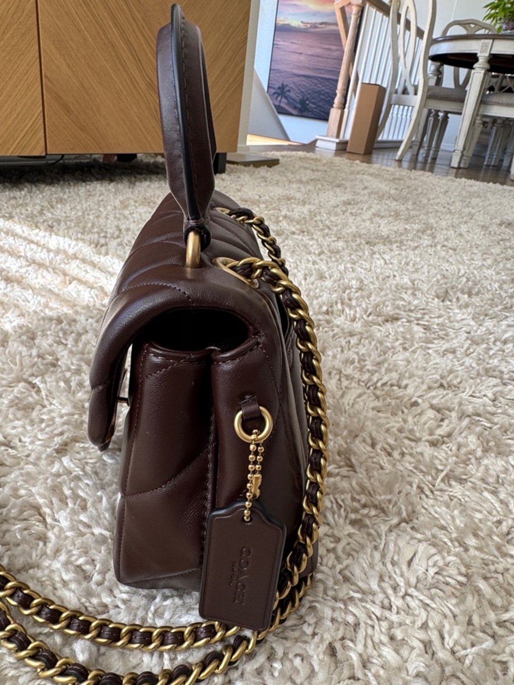 Coach Quilted Tabby Top Handle small Crossbody in Maple with Gold Hardware - Picture 5 of 13